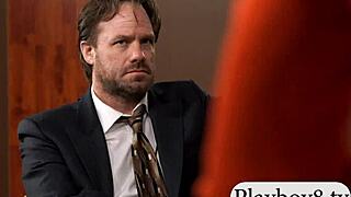 Nasty blonde women with big tits fuck double sided dildo in oral threesome session 😈