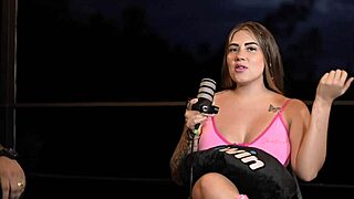 Sara blonde's interview turns wild as she masturbates and squirts in public.