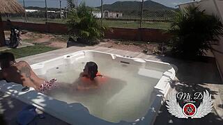 Ever tried public bareback sex in an in-laws’ jacuzzi with intense sucking?
