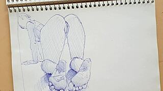 quick sketch with parker ballpoint pen my sketchbook doggy-style foot fetish