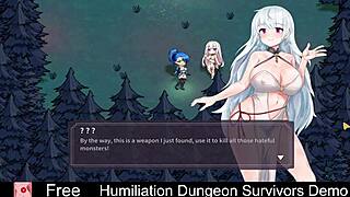 Intense humiliation in femdom dungeon with monster game survivors demo