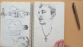 quick sketch with parker ballpoint pen my sketchbook doggy-style foot fetish