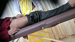 hey, i'm desi doctor sahiya giving a quick handjob to my patient.