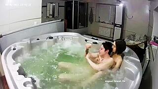 Young lesbian couple bathes naked and fingers to orgasm