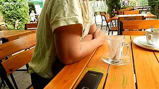 Flashing hairy tits in public exposure.