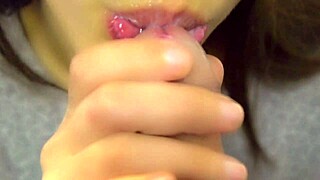 Japanese hot step sister, can you handle this close-up facial action?