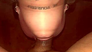 Blonde beauty with big natural tits gives deep throat blowjob, ending with cum in mouth