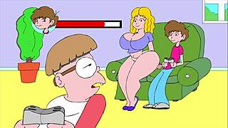 Flashing Bare Skin on the Couch in Erotic Comic Scene