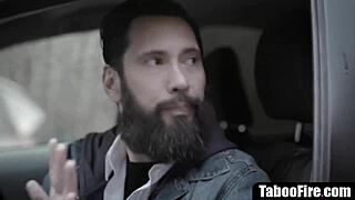 Hot brunette gets fucked hard in doggystyle by a creep, her pussy throbbing with taboo pleasure