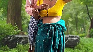 bhabhi gets wild in forest with muscular student for raw banging