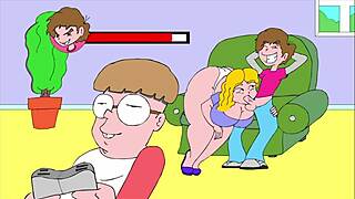 Flashing Bare Skin on the Couch in Erotic Comic Scene