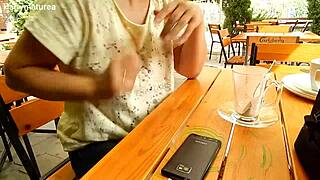 Flashing hairy tits in public exposure.