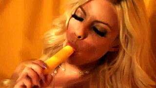 Sexy Blonde in Retro Tease and Solo Show