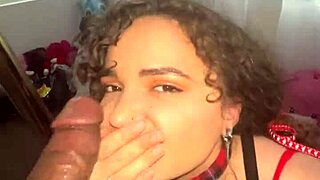 Curly-haired nympho gets sloppy facial from Flaxk