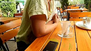 Flashing hairy tits in public exposure.