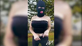 Horny Shemale Masturbating At The Public Park With Big Ass