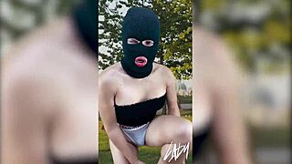 Horny Shemale Masturbating At The Public Park With Big Ass