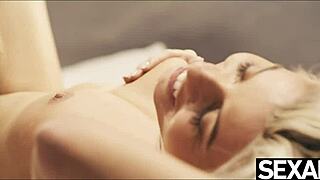 Sexy blonde lesbians lick hairy pussies to wild orgasms