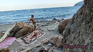 flashing pussy at public beach, guy helps me squirt risky