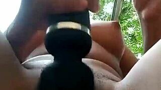 Watch this hot latina play with her virgin pussy outdoors