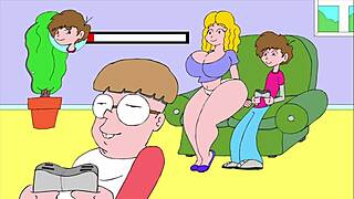 Flashing Bare Skin on the Couch in Erotic Comic Scene