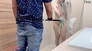 Hey, step mom looks stunning after bath in this hot shower video!