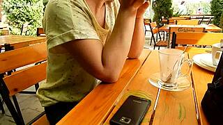 Flashing hairy tits in public exposure.