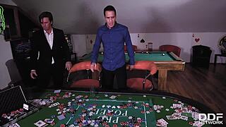 extremely hot sweetheart henessy double penetrated balls deep on pool table 😍