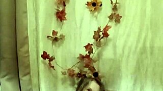 A housewife slave uses dildo in homemade exhibitionist autumn party.