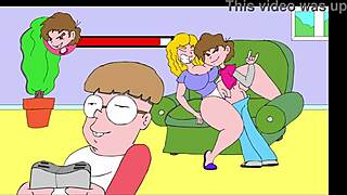 Flashing Bare Skin on the Couch in Erotic Comic Scene