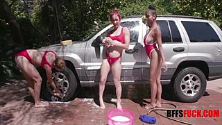 Old Man Hires Hot Teen 18+ Cuties For Steamy Carwash