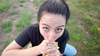 black lynn ties her hair in a ponytail to suck cock 😍