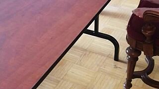 Stomping cum out of that big cock on the desk 😈