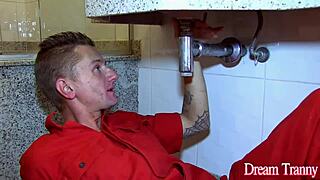 Hot And Horny Tranny Cacau Dipaula Fucks A Skinny Man's Ass!