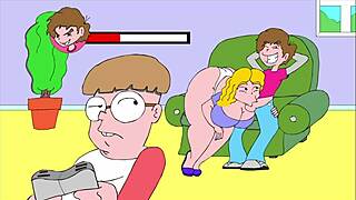 Flashing Bare Skin on the Couch in Erotic Comic Scene