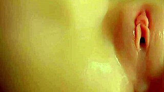 licking cum from tight pussy in closeup threesome