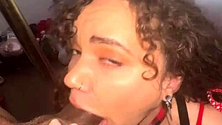 Curly-haired nympho gets sloppy facial from Flaxk