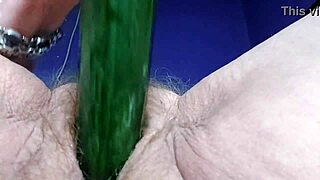 granny gets wild, stuffing her hairy pussy and ass with a cucumber. just another day!
