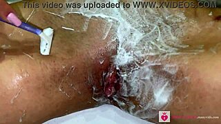 Watch Cute Blonde Shave Unshaven Pussy Close-Up With Natural Tits