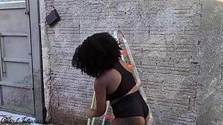 i made up an excuse to fuck my hot latina neighbor outdoors