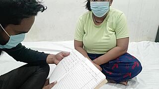 That female student with big natural tits seduced her teacher at home.