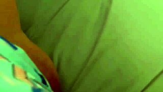 The naughty wife woke up horny and masturbated in her shorts before work