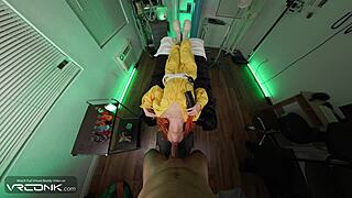 vr conk redhead april oneil deep reverse blowjob, rides leo's huge dick in tmnt parody