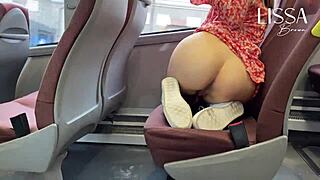 Hot Latina Flashes Small Tits and Touches Wet Pussy on Crowded Public Bus