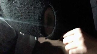 girlfriend gives femdom blowjob to friend in car, deepthroating his cock