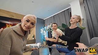 Swap4k hike turned into a hardcore threesome with two girls and a cuckold in forest