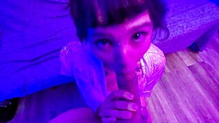 I fucked that cute alt teen and filled her mouth with cum, oops!