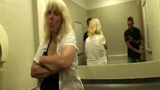 a blonde matures sexcapade in a public mall restroom