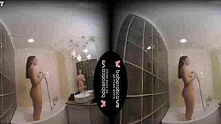 Solo girl Terry Bliss often masturbates in VR with shaved pussy