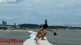 jenny marie in new yellow bikini outdoors